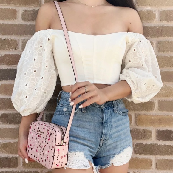 Kate Spade ♠️ Stars Printed Camera Bag Crossbody Pink Glitter - Picture 2 of 4